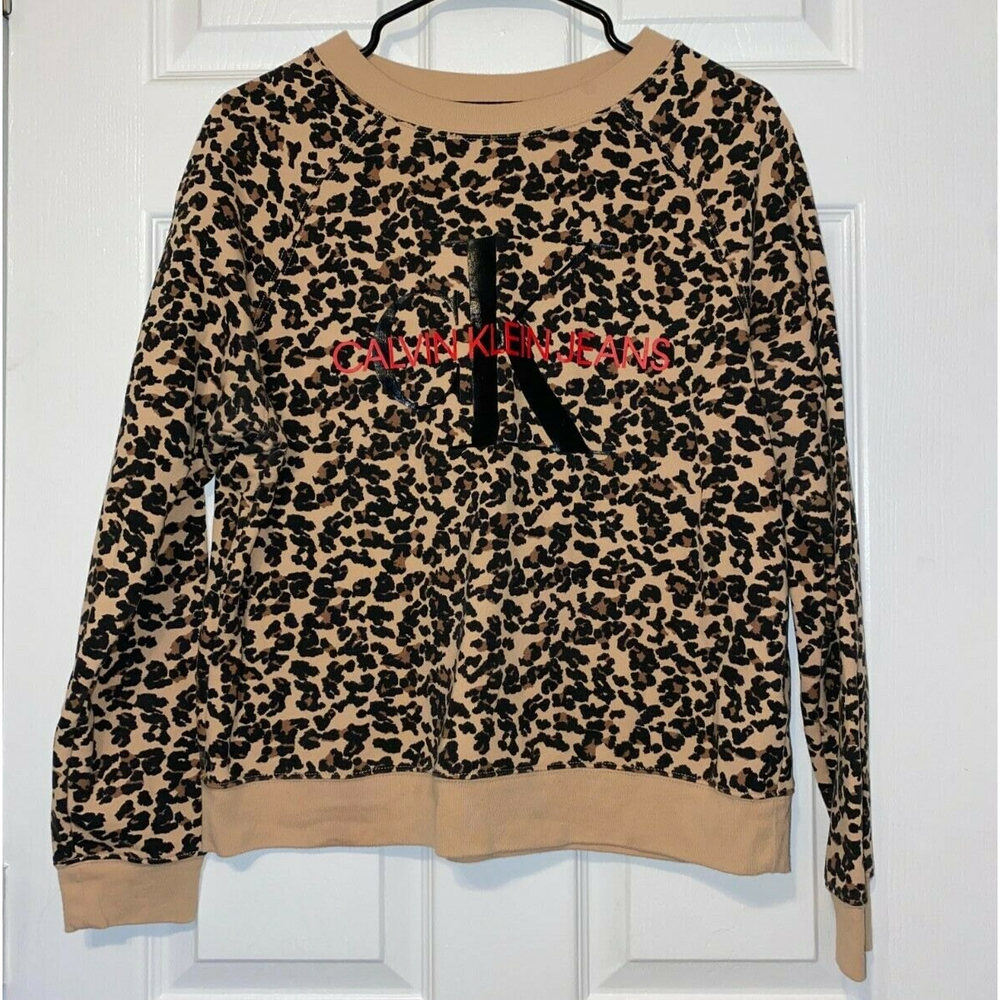 Calvin Klein Jeans Women's|Leopard| Long Sleeve| Crew Neck| Size Large|NWOT